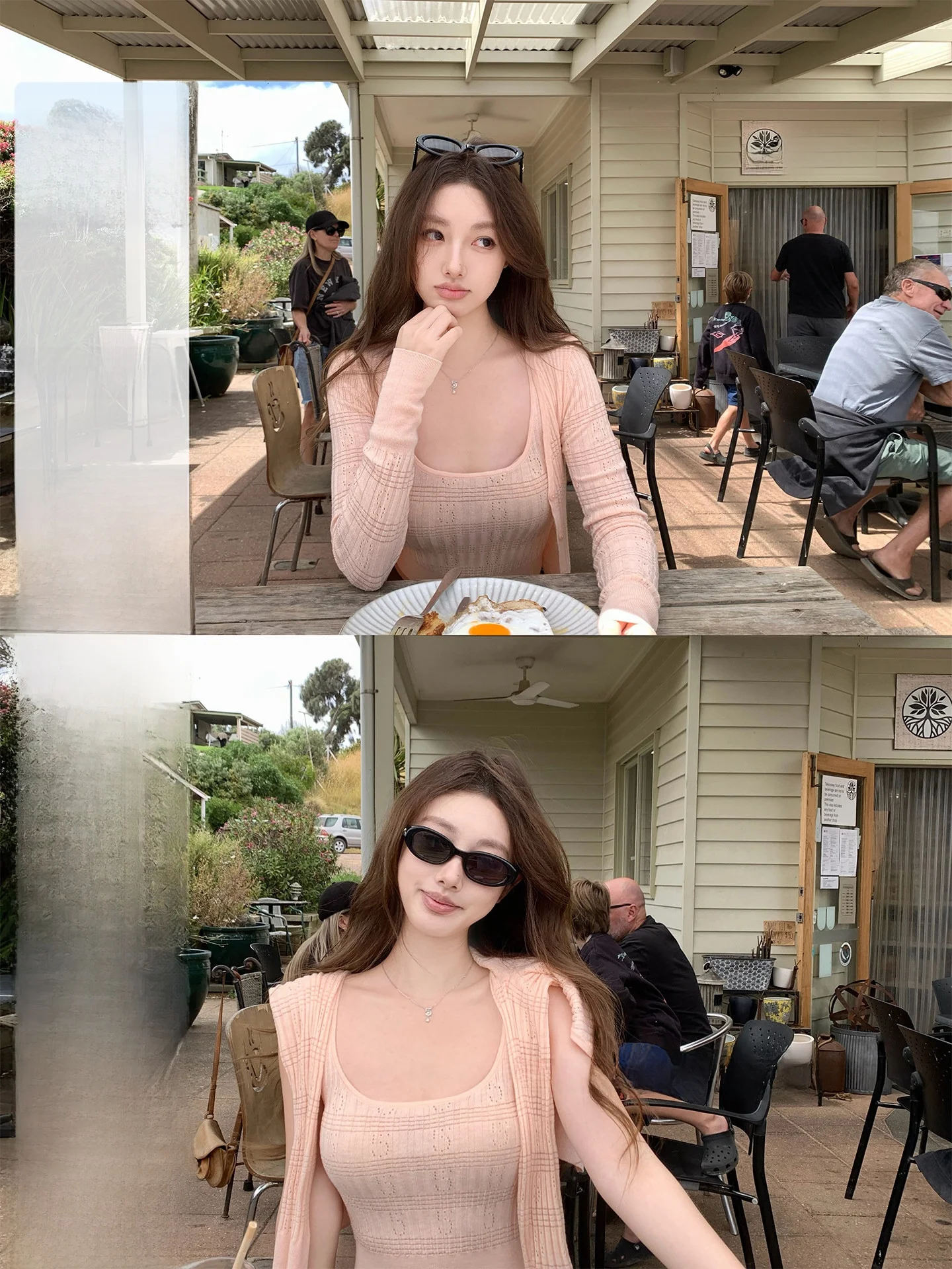 

Удобный вязаный комплект из кардигана с V-образным вырезом в полоску и топа для женщин: мягкий, свободный крой, повседневный стиль, весенняя мода