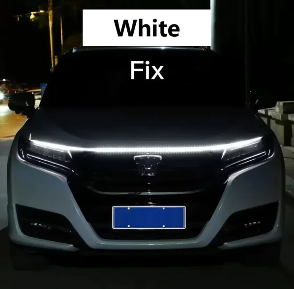 1 st Led Auto Kap Lichten Sequentiële Scan Universele Koplamp Strip Auto Decoratieve Sfeer Lamp DRL Auto Dagrijverlichting
