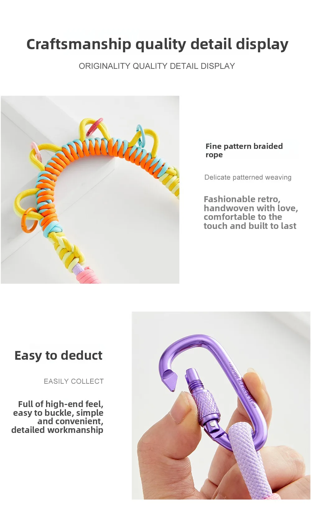 Multi Functional Backpack Extension Strap For Hiking Bag Modification Accessories, Decorative Hanging Rope, Buckle, Woven Rope