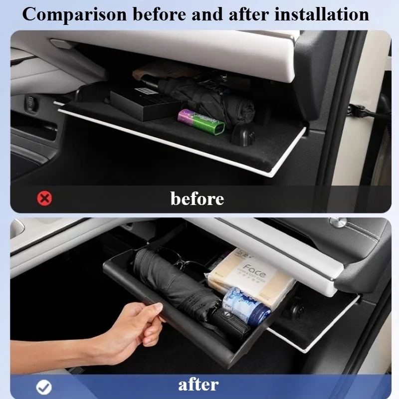 For Xiaomi Su7 Passenger Glove Box Storage Box Push-pull Baffle Storage Box Interior Supplies Car Accessories Modification Tools - view 2