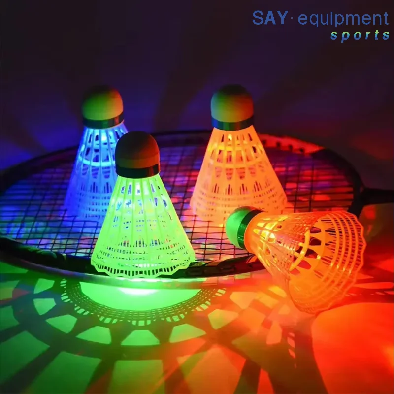 6Pcs LED Badminton Ball Glowing Light Up High Elasticity Badminton Shuttlecocks Outdoor Glow-in-the-dark Balls Sports Training