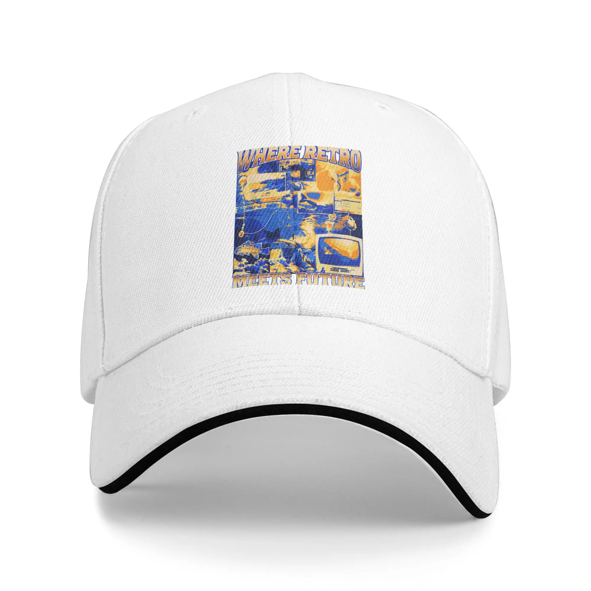 Frutiger Aero Retro Vibes Baseball Cap Fashion Y2K 90's Vibes Sandwich Cap Unisex Style Adjustable Sun Hat Travel Gift