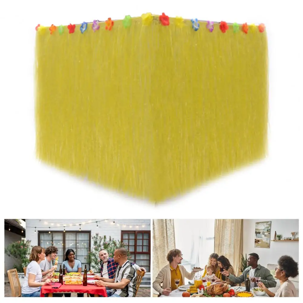 Luau Party Table Decor Skirt Table Decoration Grass Skirt Tropical Hawaiian Theme Table Skirt with Flower for Beach for Party