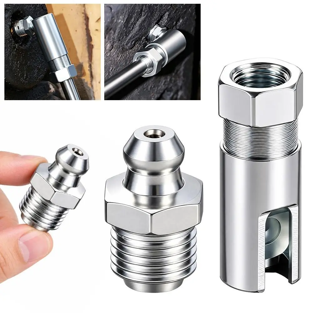 High Pressure Open-ended Right-angle Oil Injector Flush Mount Threaded Connection Lubrication Fittings Leak Resistant