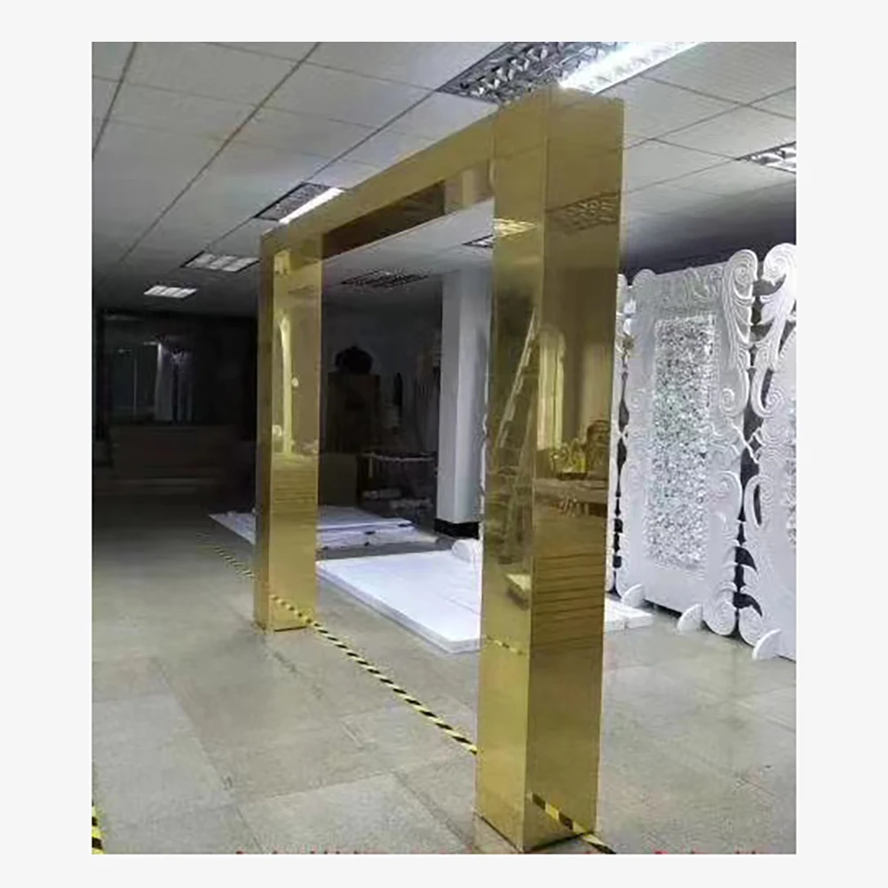 

FSDKX Luxury Wedding Arch 12ft*8ft Gold Acrylic Arch for Wedding Event Decoration