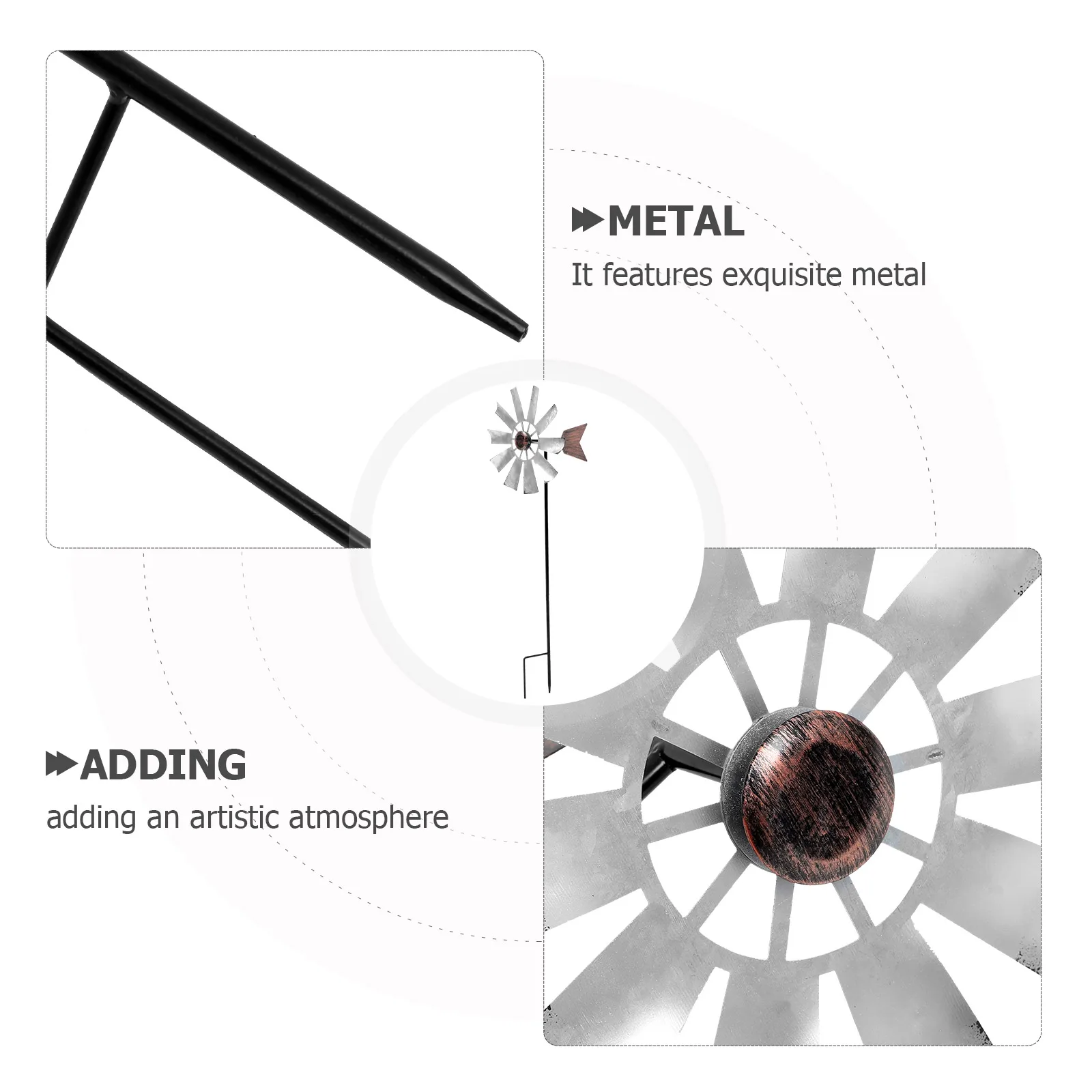 

Metal Windmill Ornaments Garden Decor Spinners Decoration Iron Flowers Pinwheels for