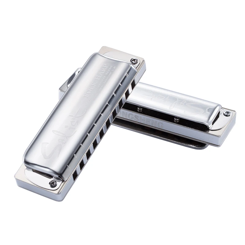 KONGSHENG-Solist,10 Hole Diatonic Harmonica, Folk Blues Harp, Stainless Steel Cover Mouth Organ, Professional Musical Instrument