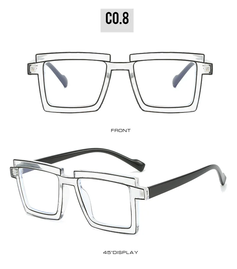 Luxus Designer Mode unregelmäßige quadratische Brille Rahmen Neon Brillen fassungen Unisex Anti Blaulicht Lese Presbyopie Brille – Detail 29