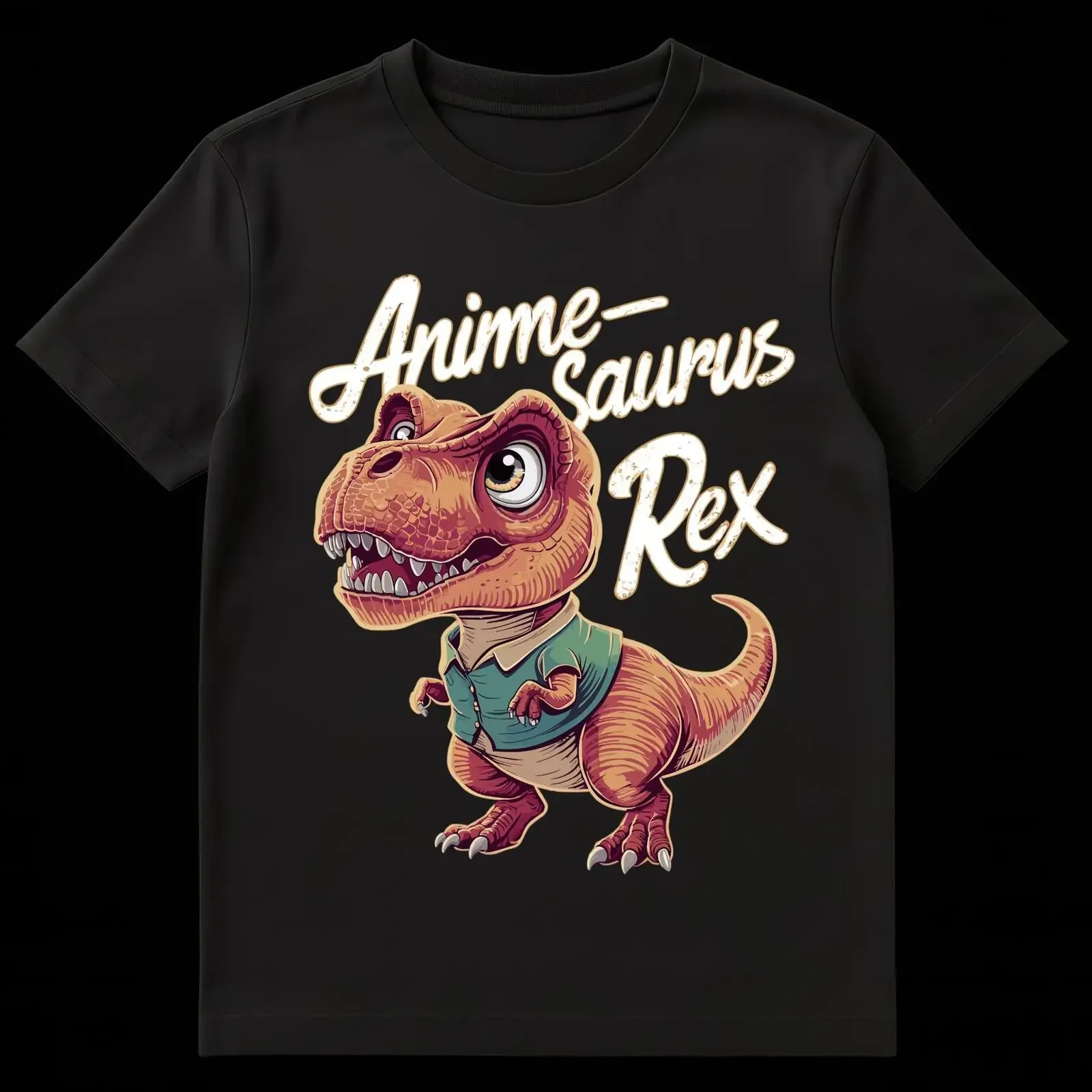 Anime Fan amp 39 s Saurus Rex Pun Dinosaur T Shirt Cute Chibi for Dino Lovers vintage Washed Slightly fashion