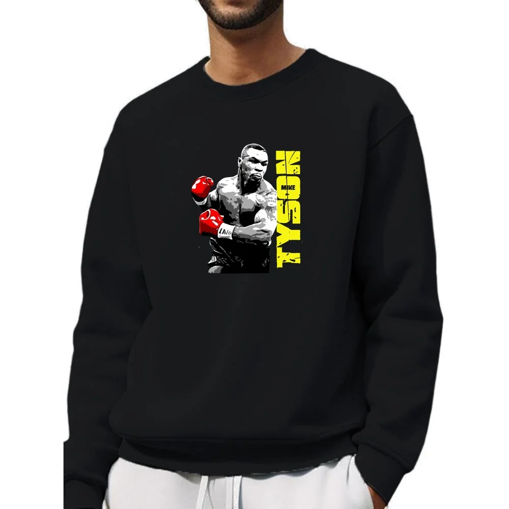 Felpa con cappuccio da uomo da boxe retrò abbigliamento sportivo Cardigan girocollo Mike Tyson boxe uomo maglione in pile Pullover SPORTWEAR S-XXXL