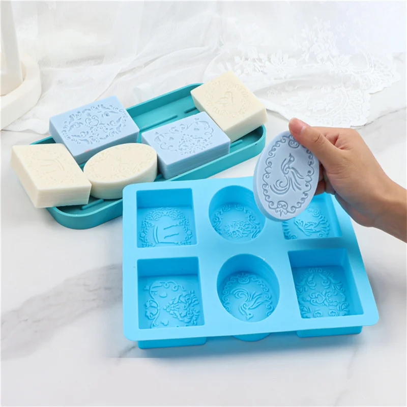 6 Holes Soap Mold Oval Flower Pattern Soap Making Mould DIY Chocolate Mousse Cake Bakeware Ice Cream Mould Tools