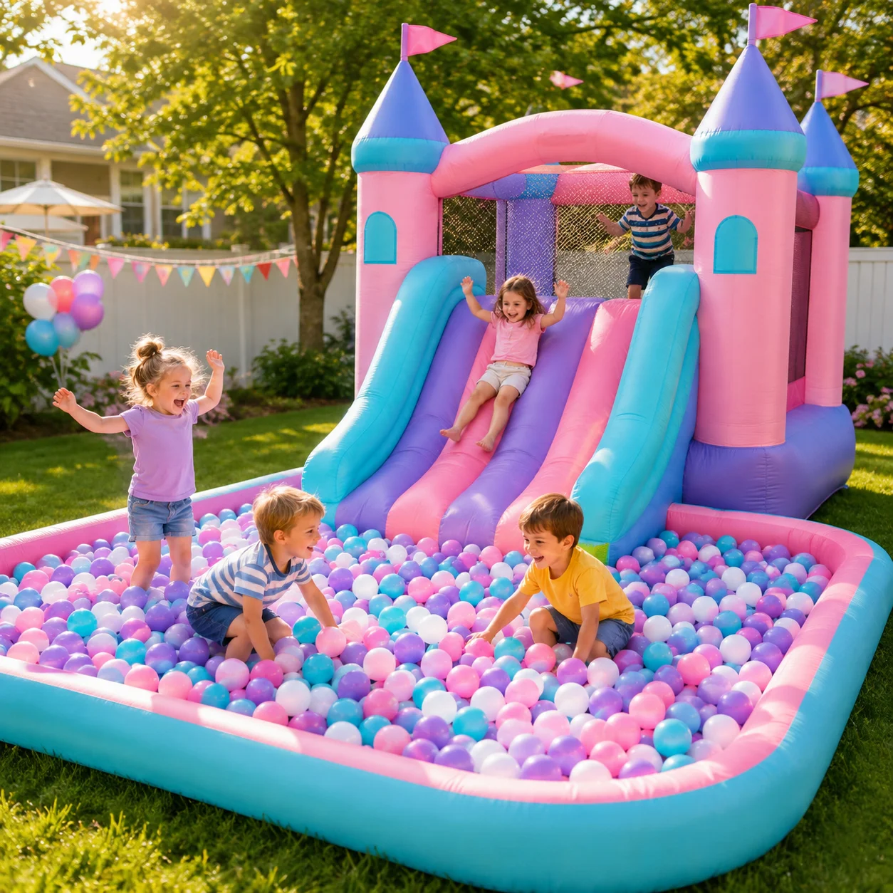 Purple&Pink PE Ball Pit Balls 500/1000/2000 PCS 2.2 Inch Safe Anti‑Choking Play Balls for Kids Bounce House Inflatable Water Pool Play Tent Ball Pit