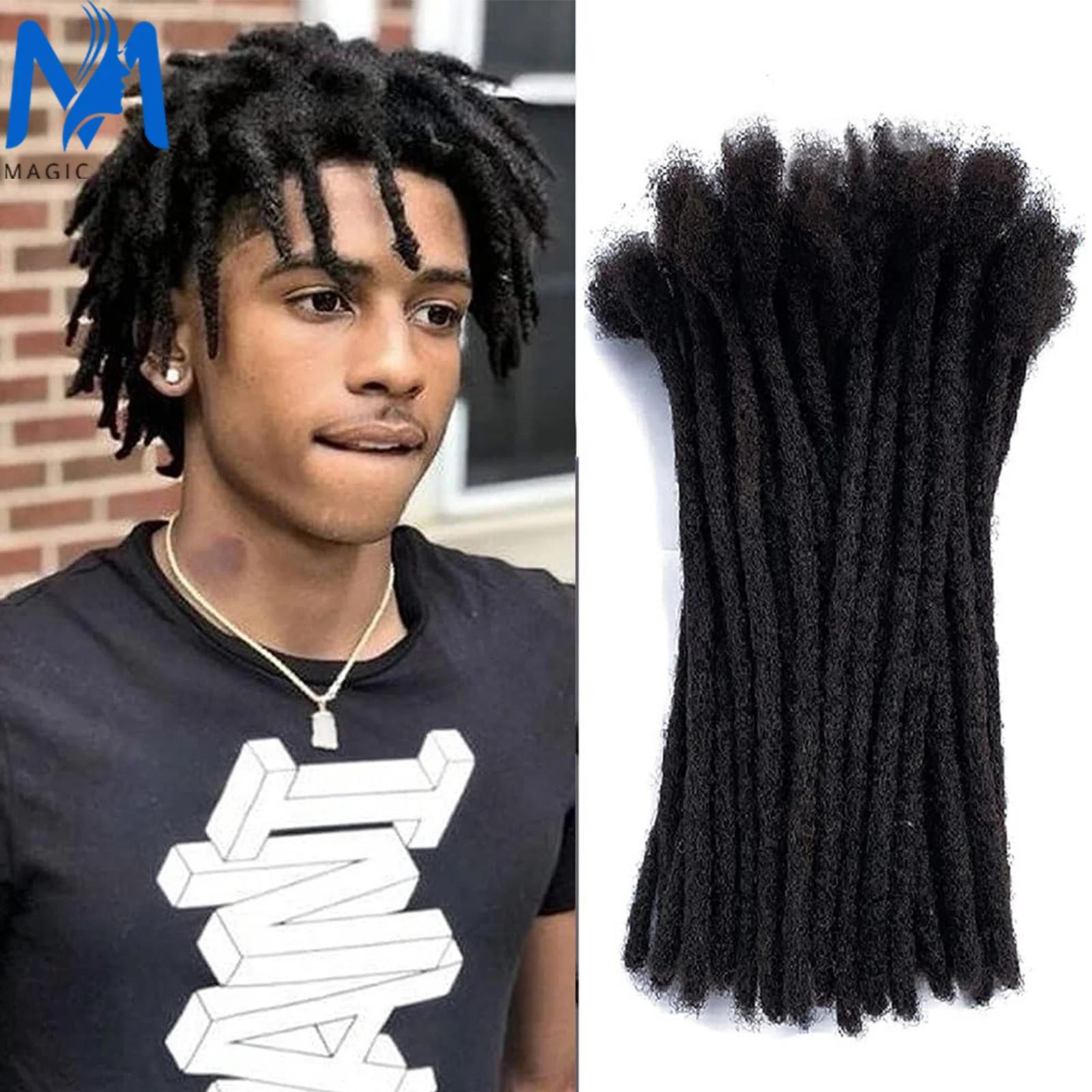 Loc Extensions Human Hair 0.6cm Width 8inch 50 Strands 100% Full Handmade Permanent Dreadlock Extension Human Hair for Women/Men