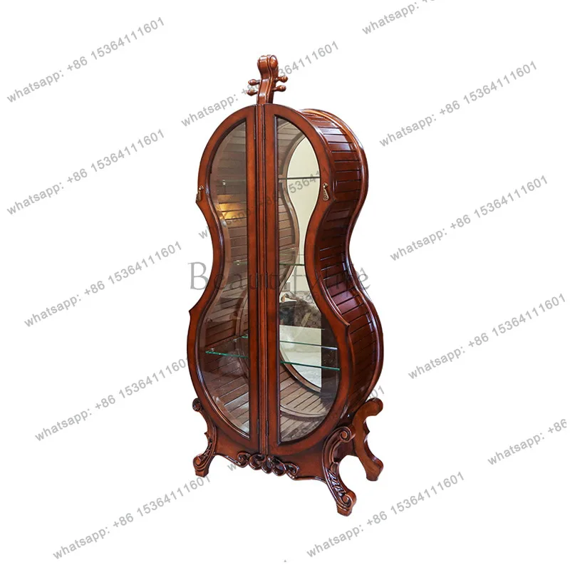 American all solid wood cello wine cabinet double door display household European TV side cabinet