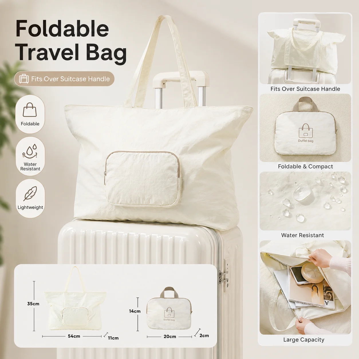 Foldable Travel Bag Luggage Sleeve Large Capacity Packable Tote Lightweight Carry On Shopping for Suitcase Airport Trip Women