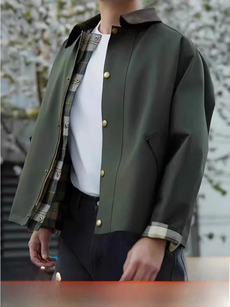 

American Sle Heavyweight Flight Jaet Свободное уличное мужское пальто Двустороннее вельветовое универсальное длинное све