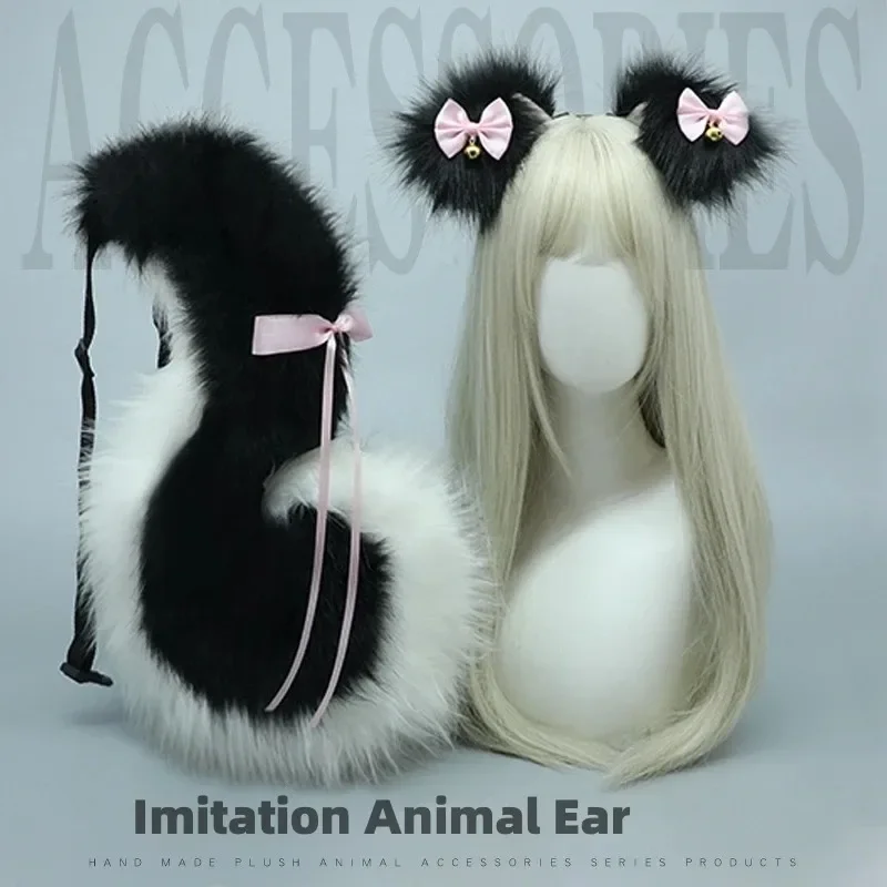 Handmade Girl Halloween Cosplay Set Anime Fluffy Cute Fox Cat Wolf Ear Tail Hair Animal Lolita Party Show Accessories Cosplay