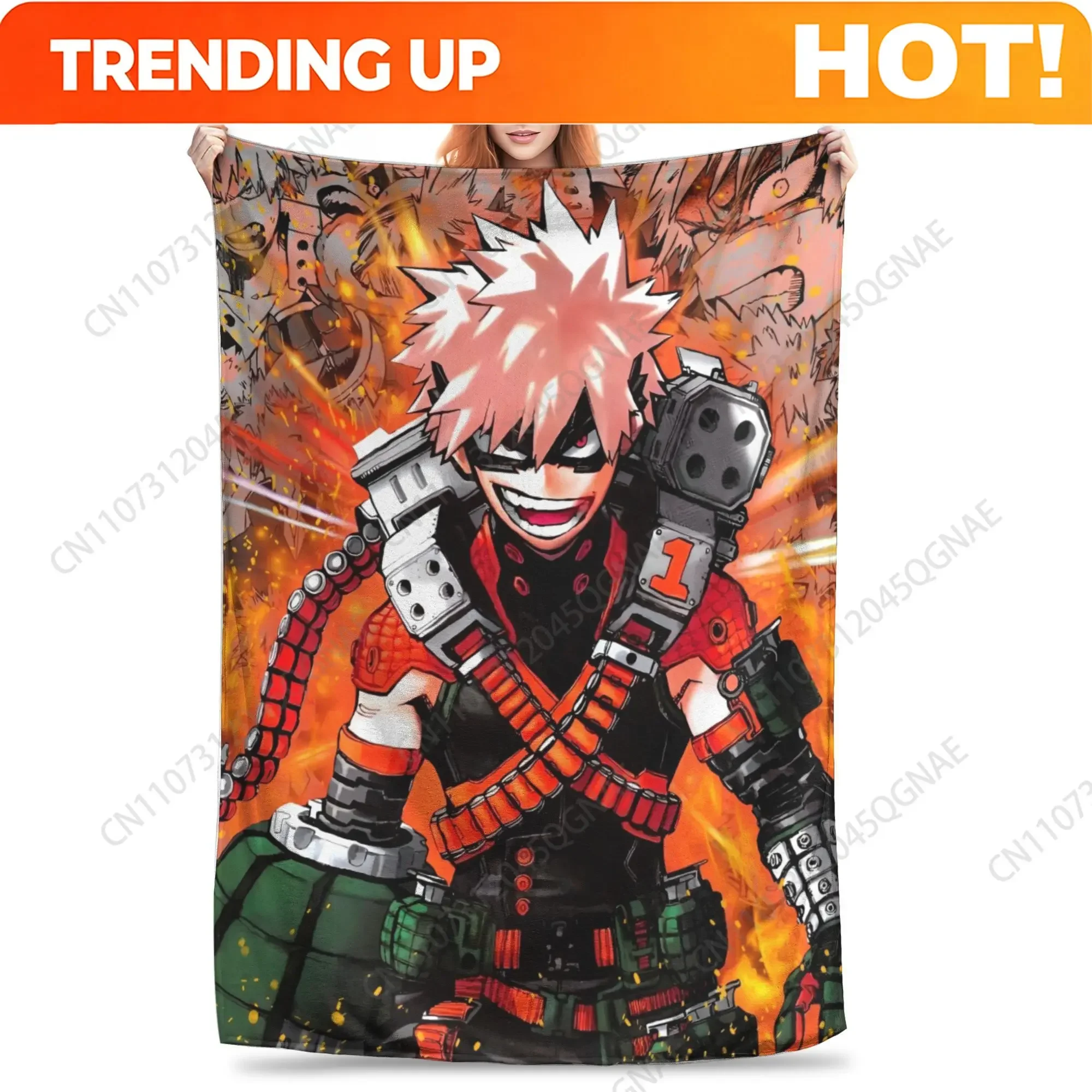 Custom My Hero Academia Fleece Throw Blankets Bakugou Metal Poster Blankets For Bedding Office Lightweight Bedding Throws,
