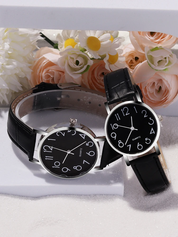 ساعة كوارتز رقمية مع قلادة قلب مغناطيسي أسود ، قرص ، حزام ، مجموعة ساعات نسائية ، 4 k #3