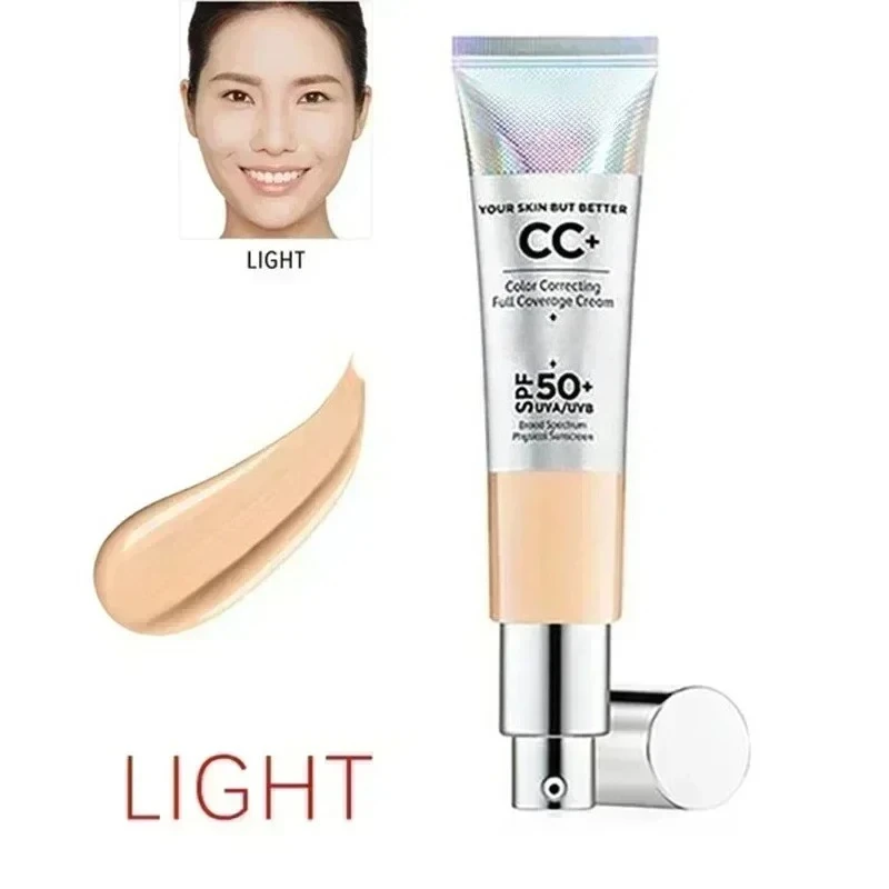 Наборы косметических средств: консилер, CC+ крем SPF50, осветляющий тон кожи, маскирующий поры, солнцезащитный крем, отбеливающая жидкая основа под макияж