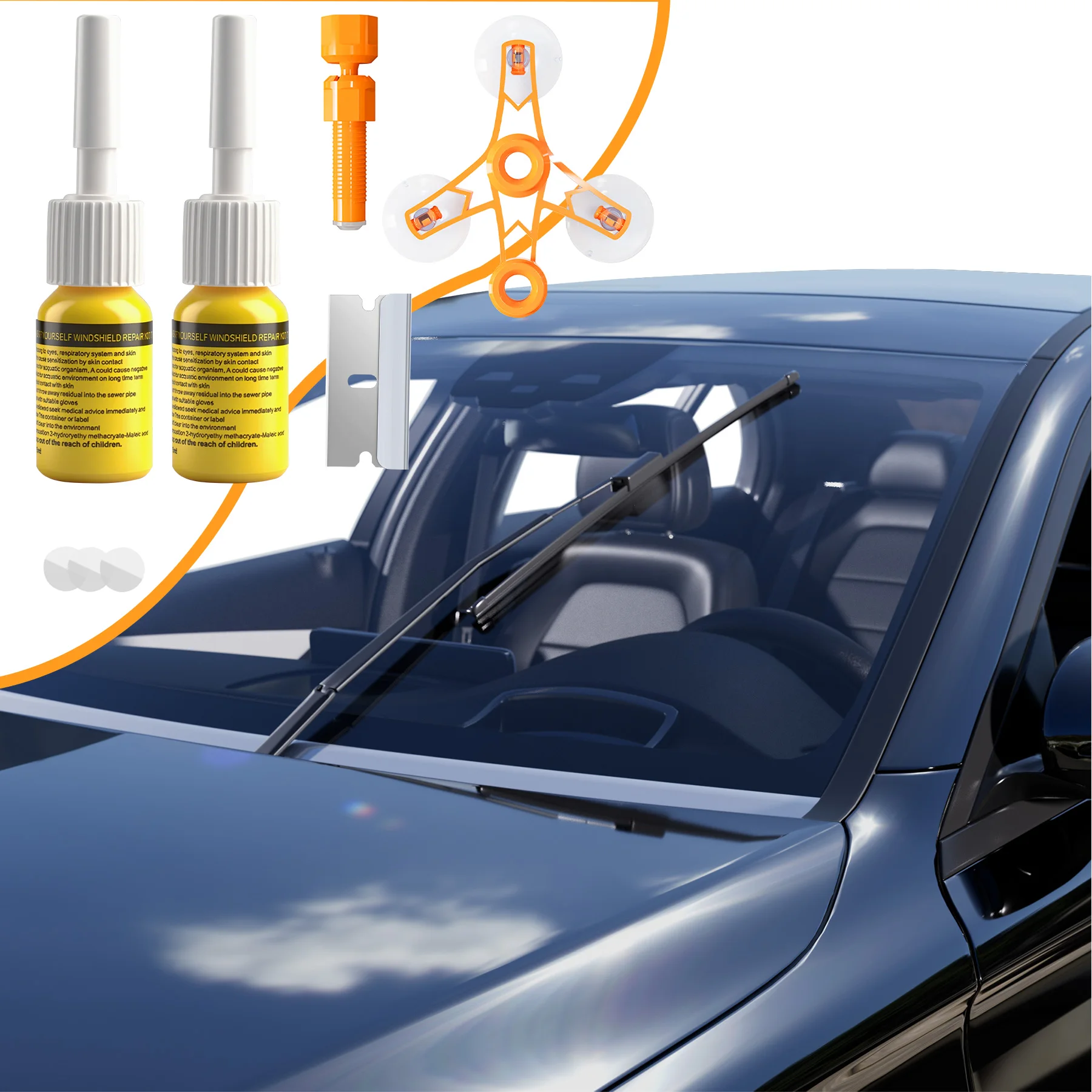 Professionelles Windschutzscheibe Reparaturset für Steinschlag Reparatur, Universal Glasreparaturset für Autos, Praktisch & Schnell & Einfach, OHNE UV-Lampe – Detail 10