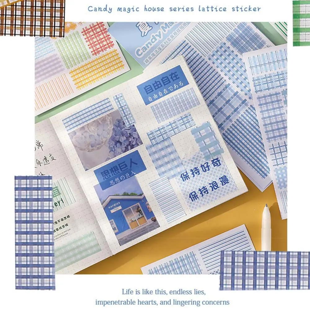 Kawaii Scrapbooking DIY Diary Manual Plaid Stickers Hand Account Sticker Stationery Stickers Album Decor Sticker