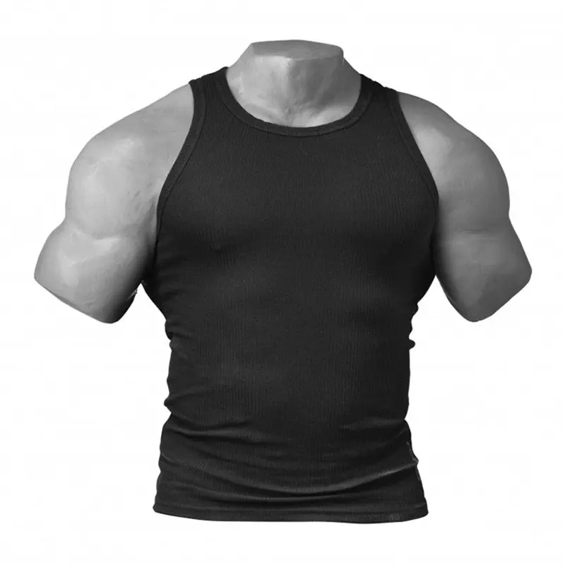American Fitness Training Vest Men's Tight Elastic Quick Drying Round Neck Sports Solid Color Base Running Sleeveless Shoulder T