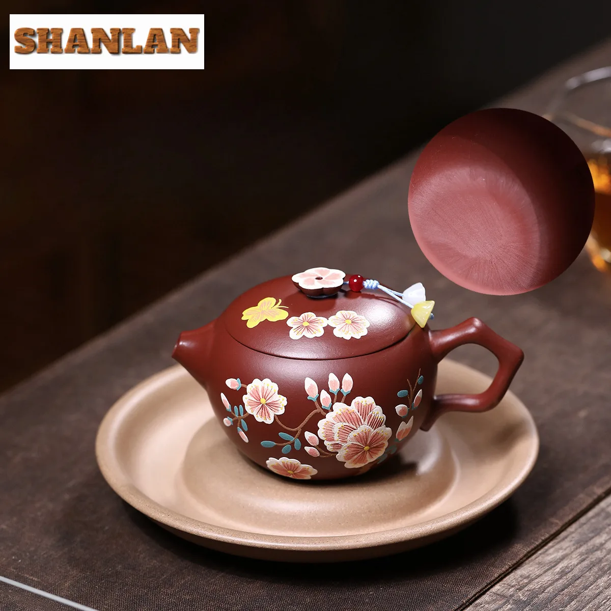 

200ml Classic Yixing Purple Clay Teapots Handmade Peony Large Caliber Pot Raw Ore Dahongpao Mud Kettle Zisha Teaset Tea Ceremony