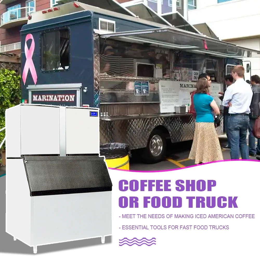 HPDMC Commercial Ice Maker 2000lbs/24H 220V 1003lbs Ice Storage Capacity Automatic Cleaning Ice Machine