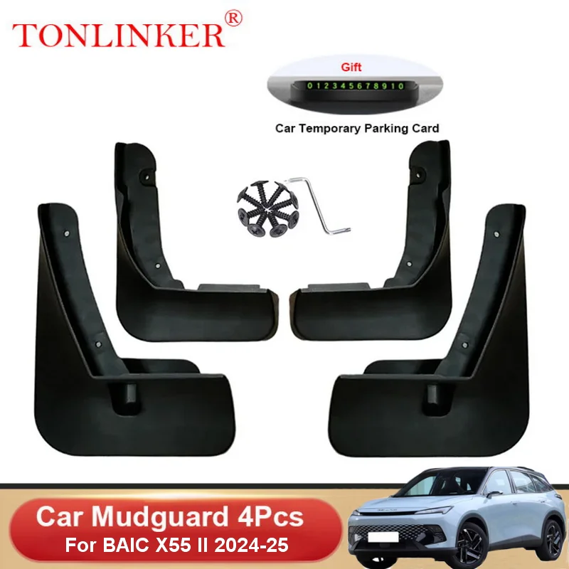 TONLINKER Car Mudguard For BAIC BEIJING X55 II 2024 Mud Flaps Mudguards Splash Guards Front Rear Fender Mudflaps Accessories