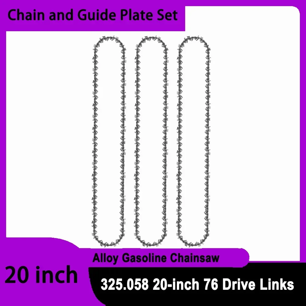 

20" Professional Gas Chainsaw 76DL Chain 0.325" Pitch 0.058" Guide Tooth Top-quality Alloy Rounded 20 inch Gasoline Chainsaw Set