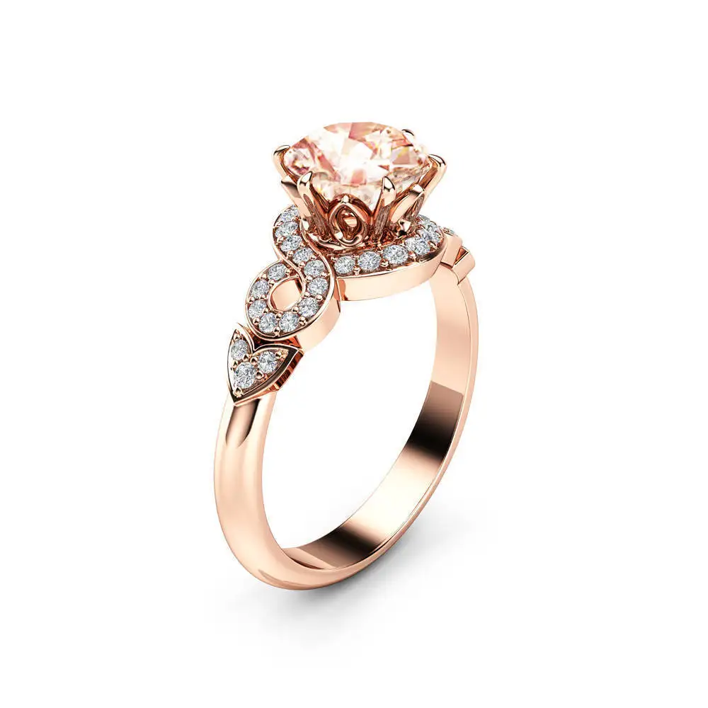 S925 silver jewelry, new classic simple rose gold creative full diamond micro-set ring