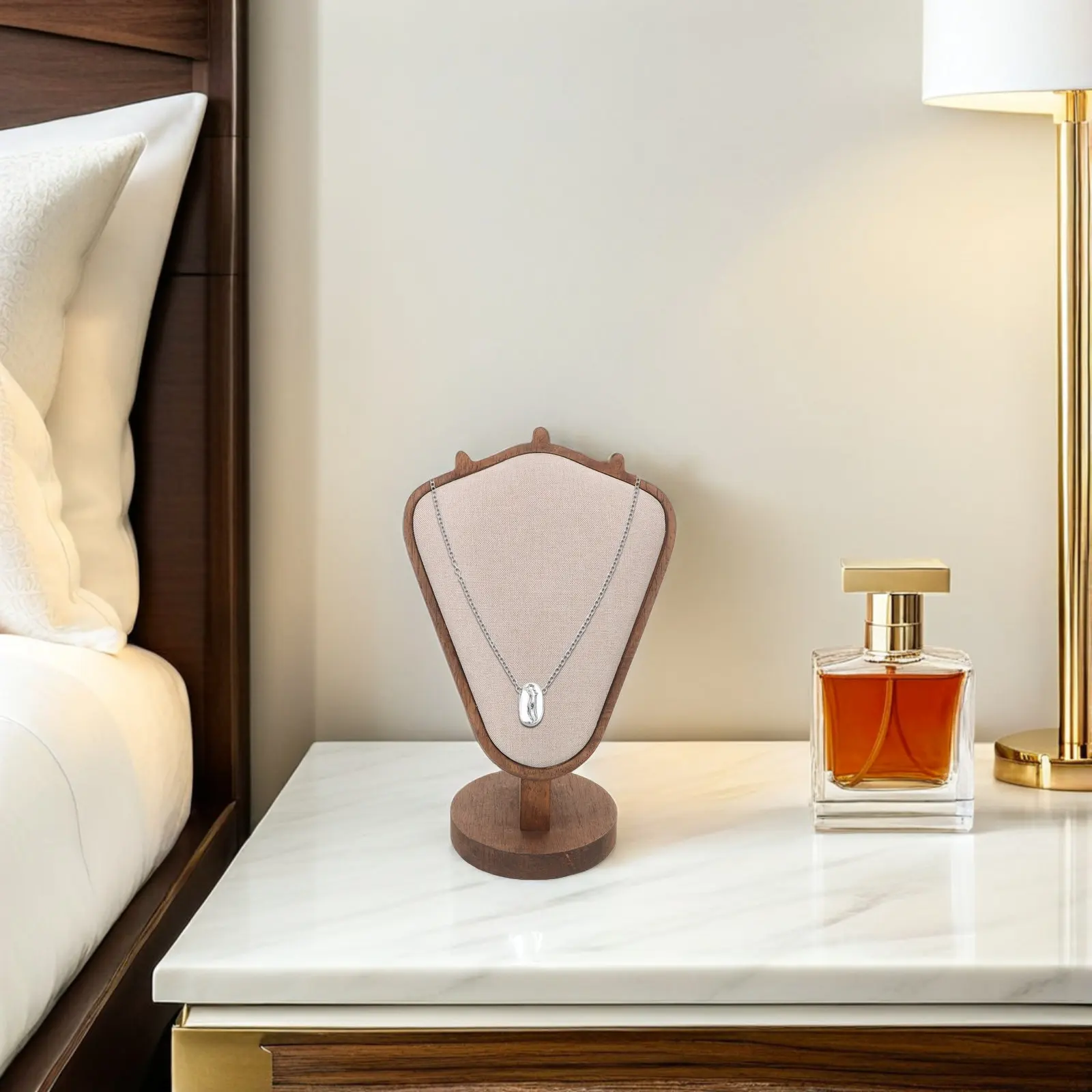 

Подставка для демонстрации украшений из массива дерева, стильная, с отделкой под орех, для продавцов, органайзер для ожерелий, держатель для браслетов