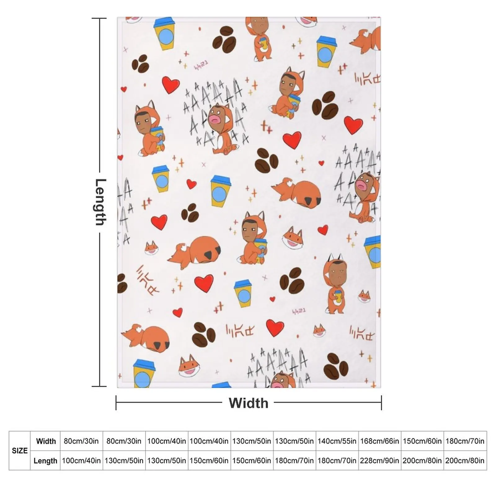 Fox N Caf Scatter Print Throw Blanket couch cozy soft plush fuzzy picnic outdoor blanket