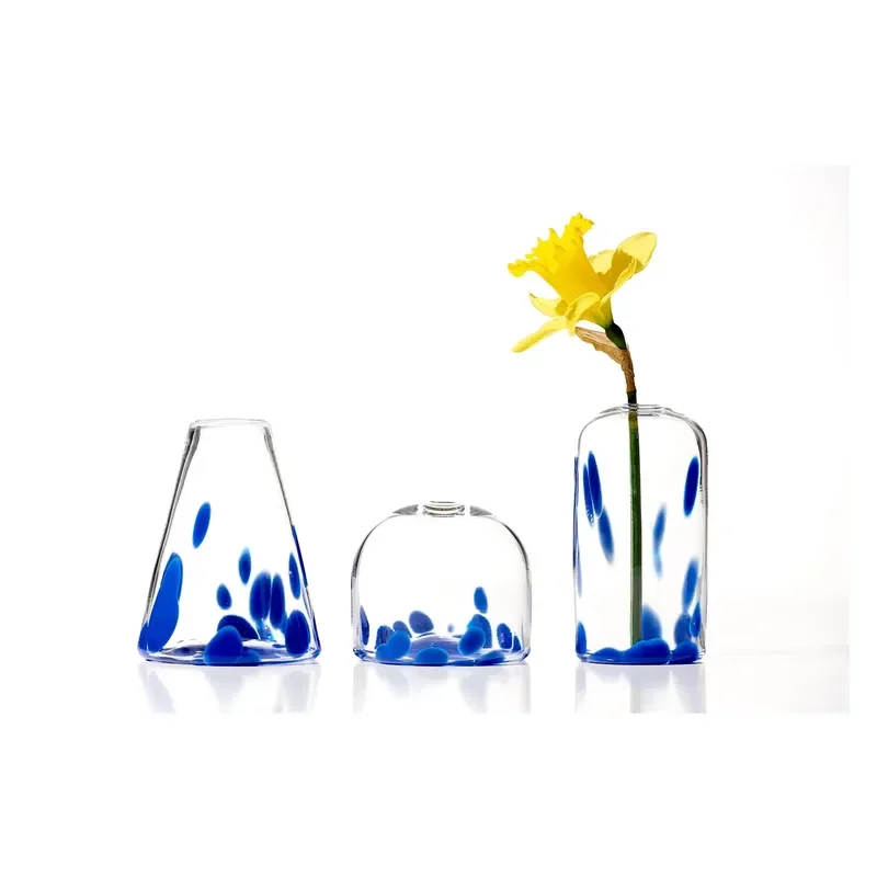 Modern Colored Polka Dot Glass Cylinder Vase Custom Blown Home Decoration Wedding Tabletop Ornament Unique Design Gift Custom