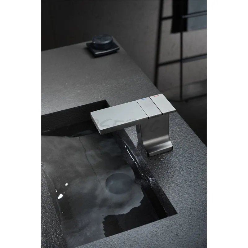 

Faucet Gun Gray Single Hole Piano Button Waterfall Faucet Large Flat Shelf