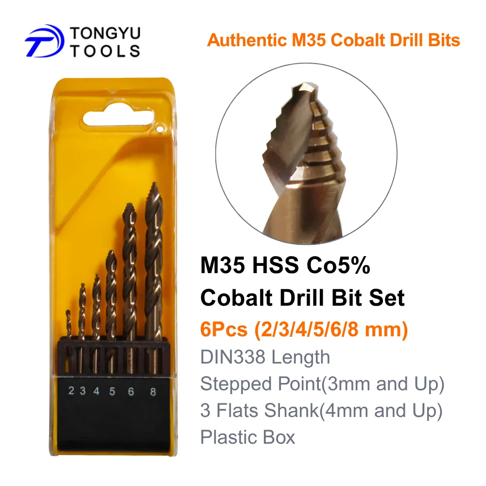 M35 Kobalt Boorbits Set Getrapte Punt Metrisch DIN338 HSS Co5% Spiralboor voor RVS Hard Metaal Zwaar Werk