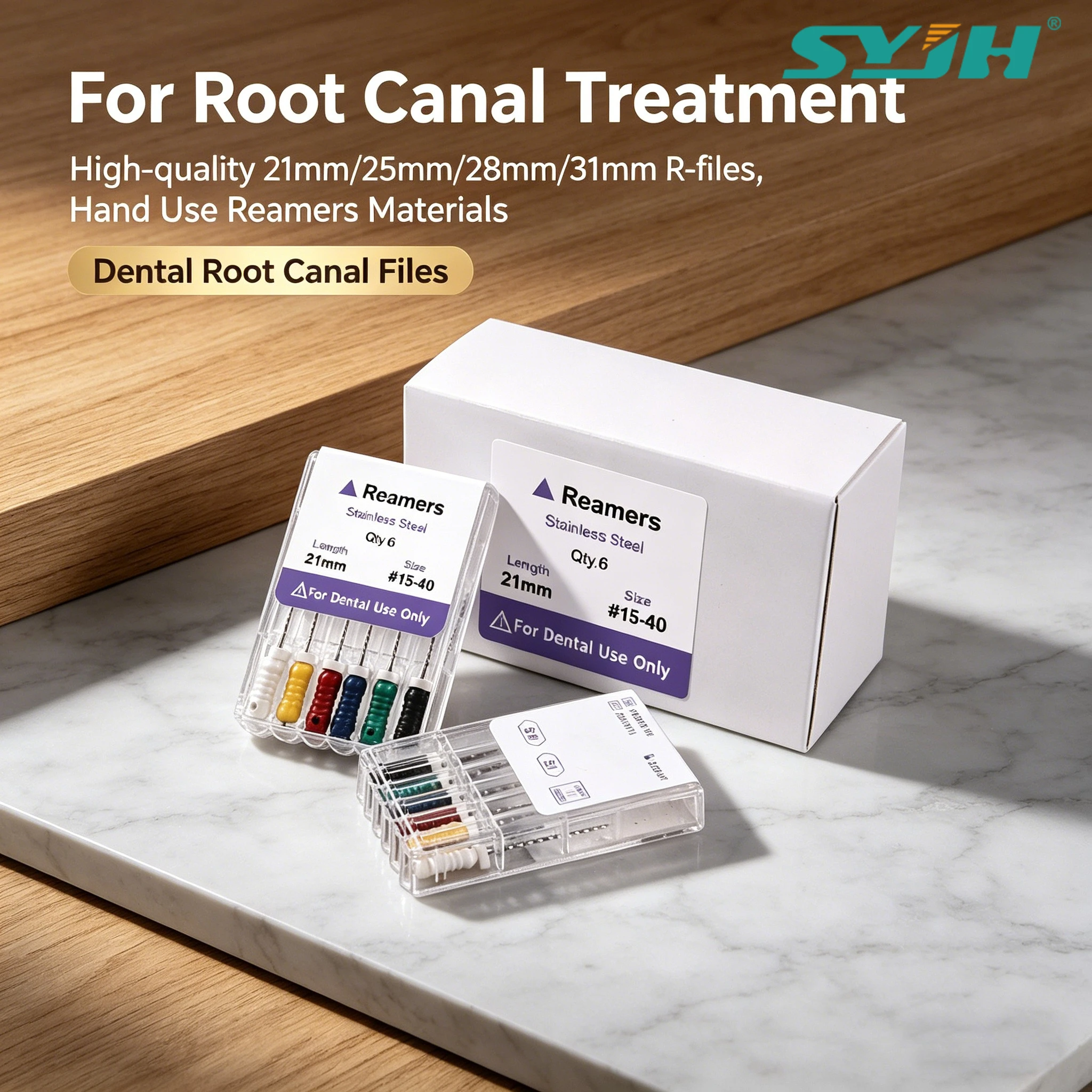 

30Pack/3Box SYJH Dental Endodontic Files 21mm/25mm/28mm/31mm R-files High-quality Dentistry Hand Use Reamer Materials Instrument