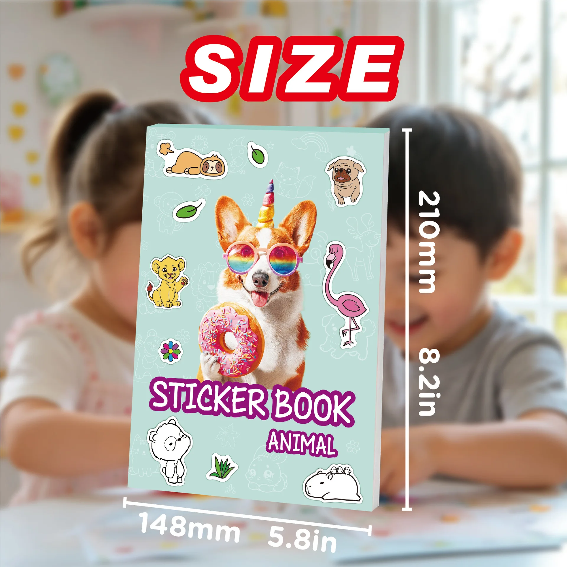 Coloring Book 12 DIY Fun Animal Cartoon Graffiti Coloring Creative Decoration Coloring Sticker Book