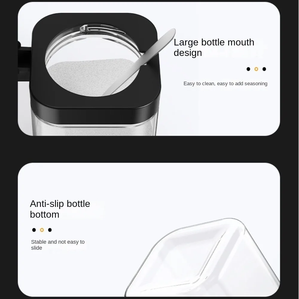 

4Pcs Glass Seasoning Box Set Stainless Steel Lids with Spoon Seasoning Jars Sealed Storage Organizer Salt Shake Bottle