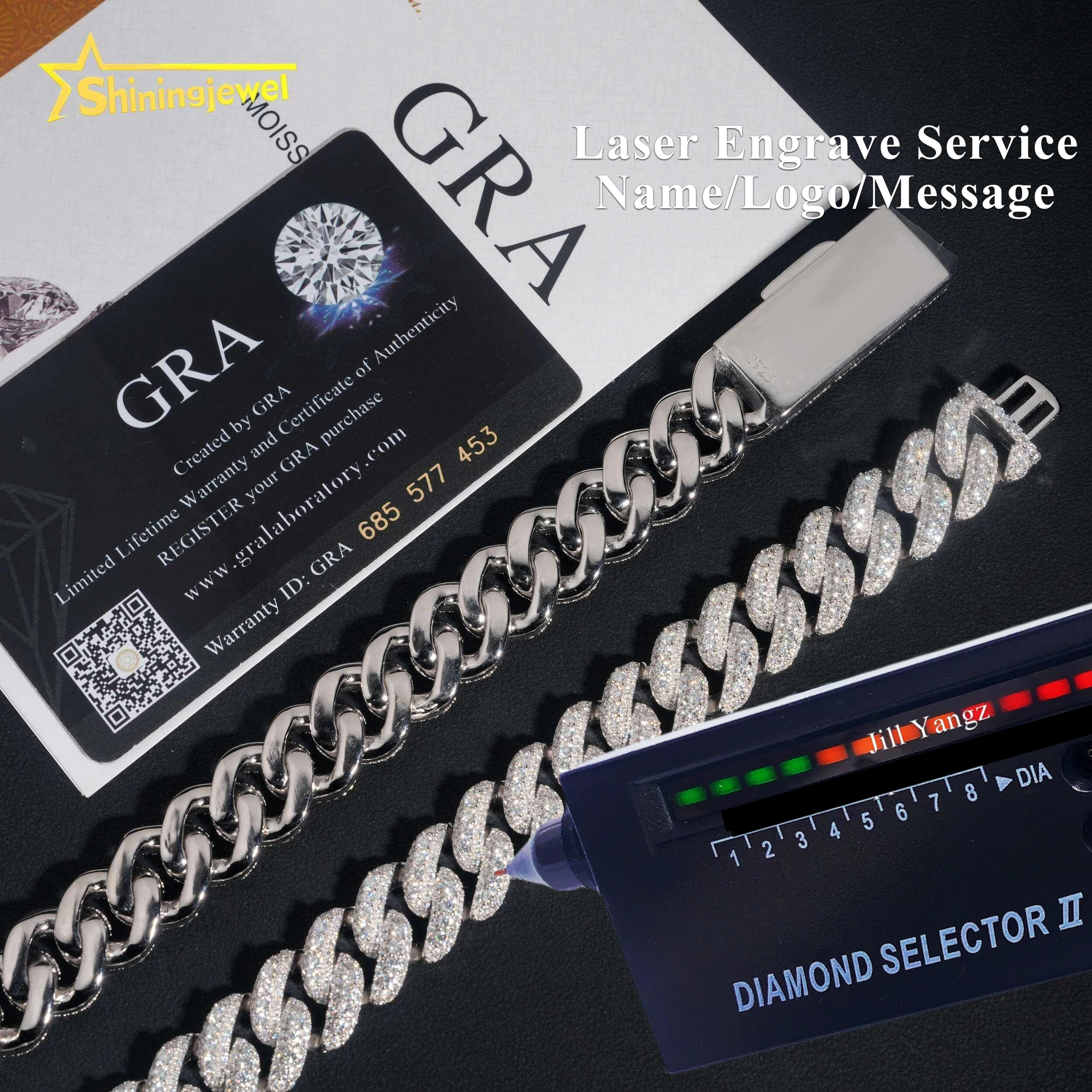 15mm Iced Out Cuban Link Chain Moissanite Cuban Bracelet Necklace Custom Hip Hop Diamond Cuban Link...