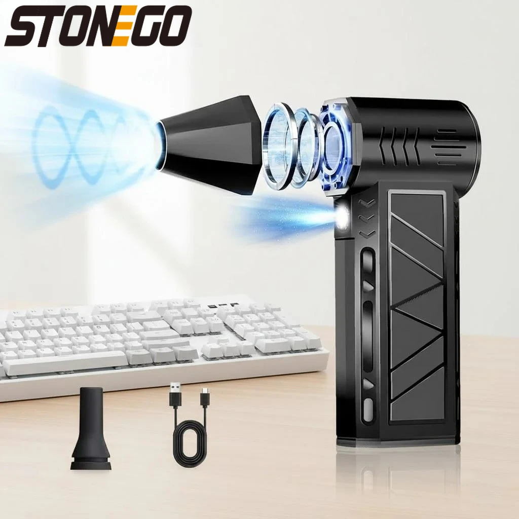 

Compressed Air Duster 110000 RPM Powerful Electric Air Blower 3-Gear Adjustable Cordless Jet Dry Blower USB Rechargeable Vacuum Cleaner for Computer Keyboard PC Car