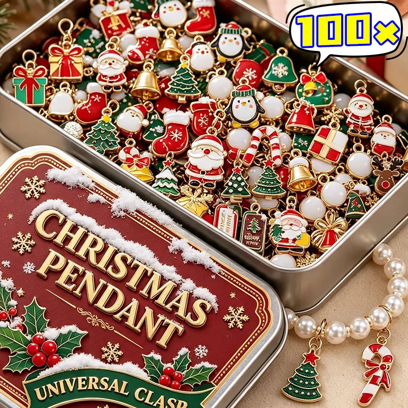 Christmas Keychains Pendants DIY Mixed Jewelry Making Set Women Kids Handmade Earrings Necklaces Bracelets Craft Party Supplies