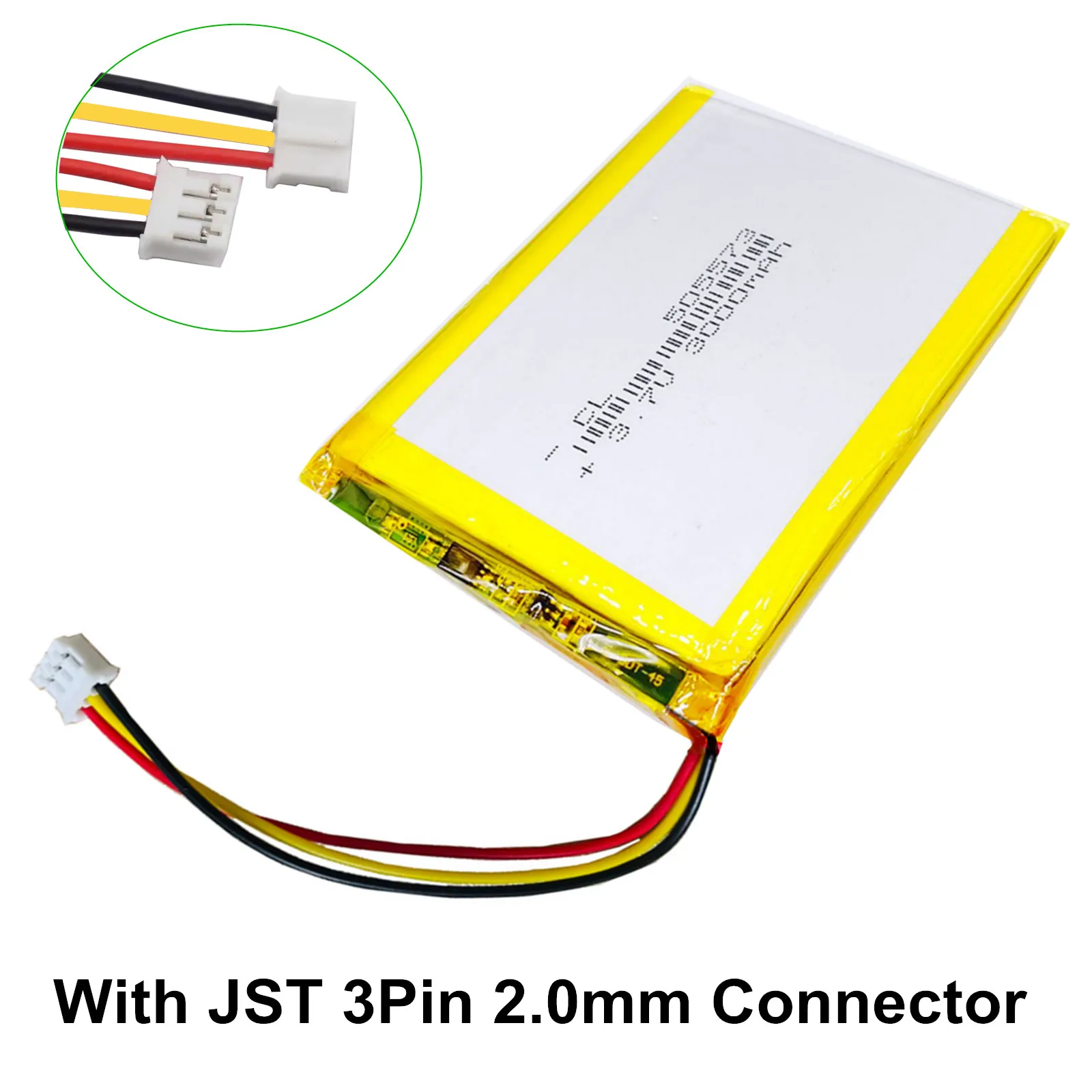 505573 3.7V 3000mAh 11.1Wh NTC Thermistor 3 Wires JST 3Pin 2.0mm Connector Li-Polymer Lipo Battery For GPS DashCam Tablet PC