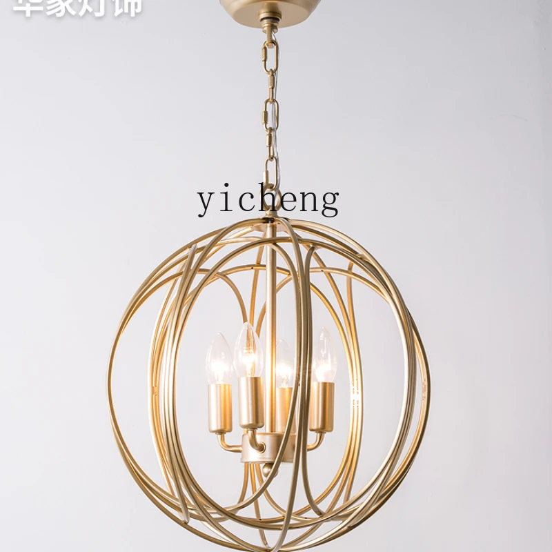 ZF Chandelier Creative Golden Cloakroom Bedroom Light Entrance Door Iron Balcony