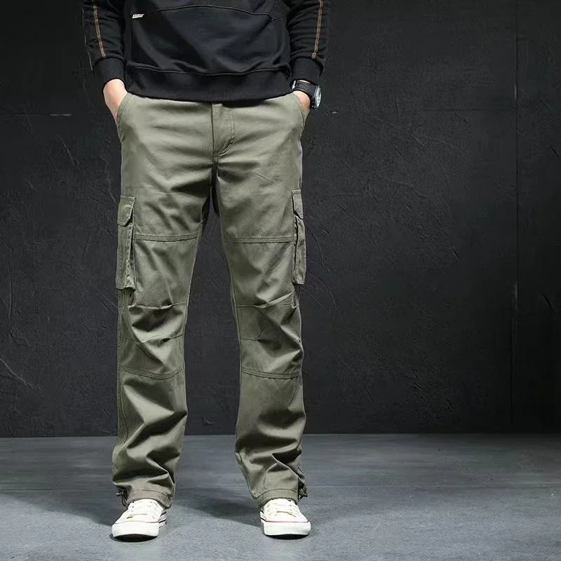 Male Trousers Casual Multipockets Men's Straight Cargo Pants Multi Pocket Long Slacks Cheap Loose Cheapest Luxury New JJ1093
