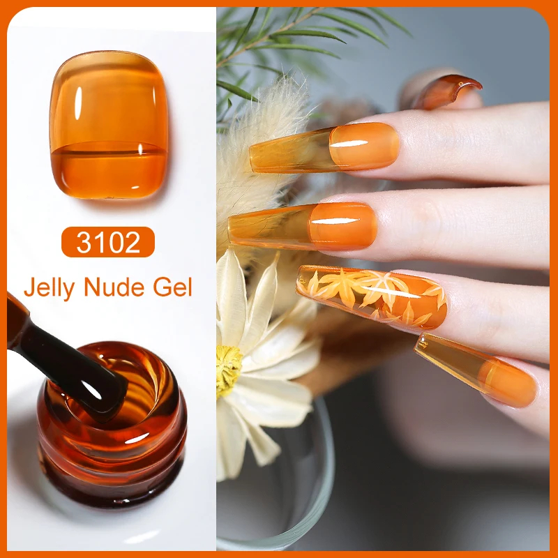 Clou Beaute 15ml Jelly Nude Gel Nail Polish Vernis Semi transparent Color Amber Gel UV White Clear Nail Art Varnish Manicure