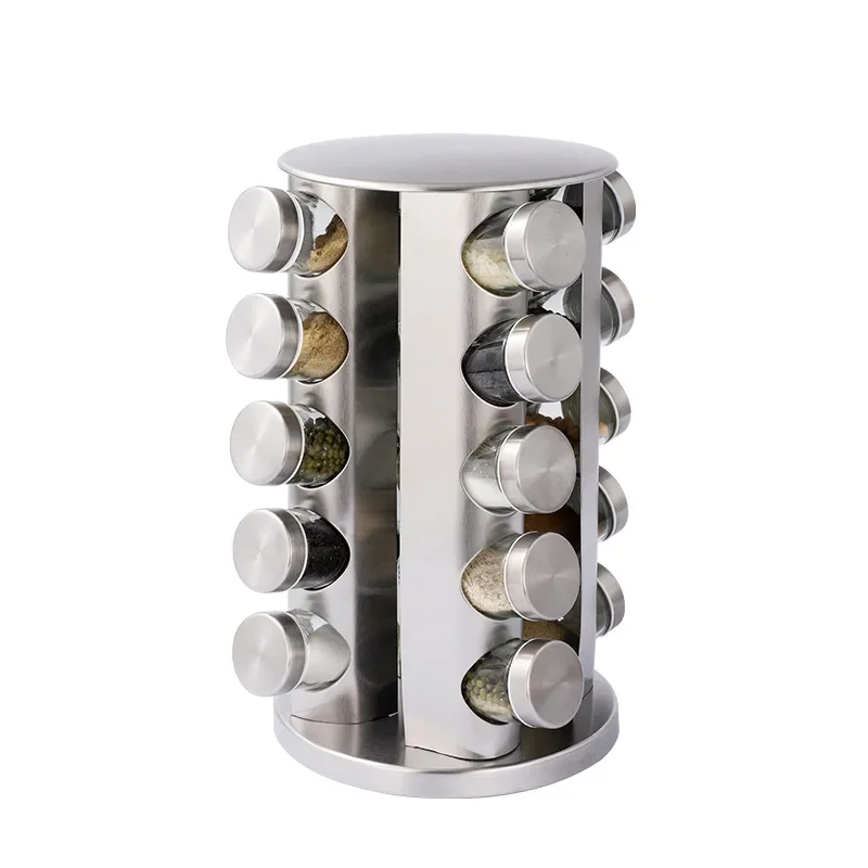 Seasoning Rotating Jar, Kitchen Jar Rack Kit, Stainless Steel Seasoning Rotating Organizer