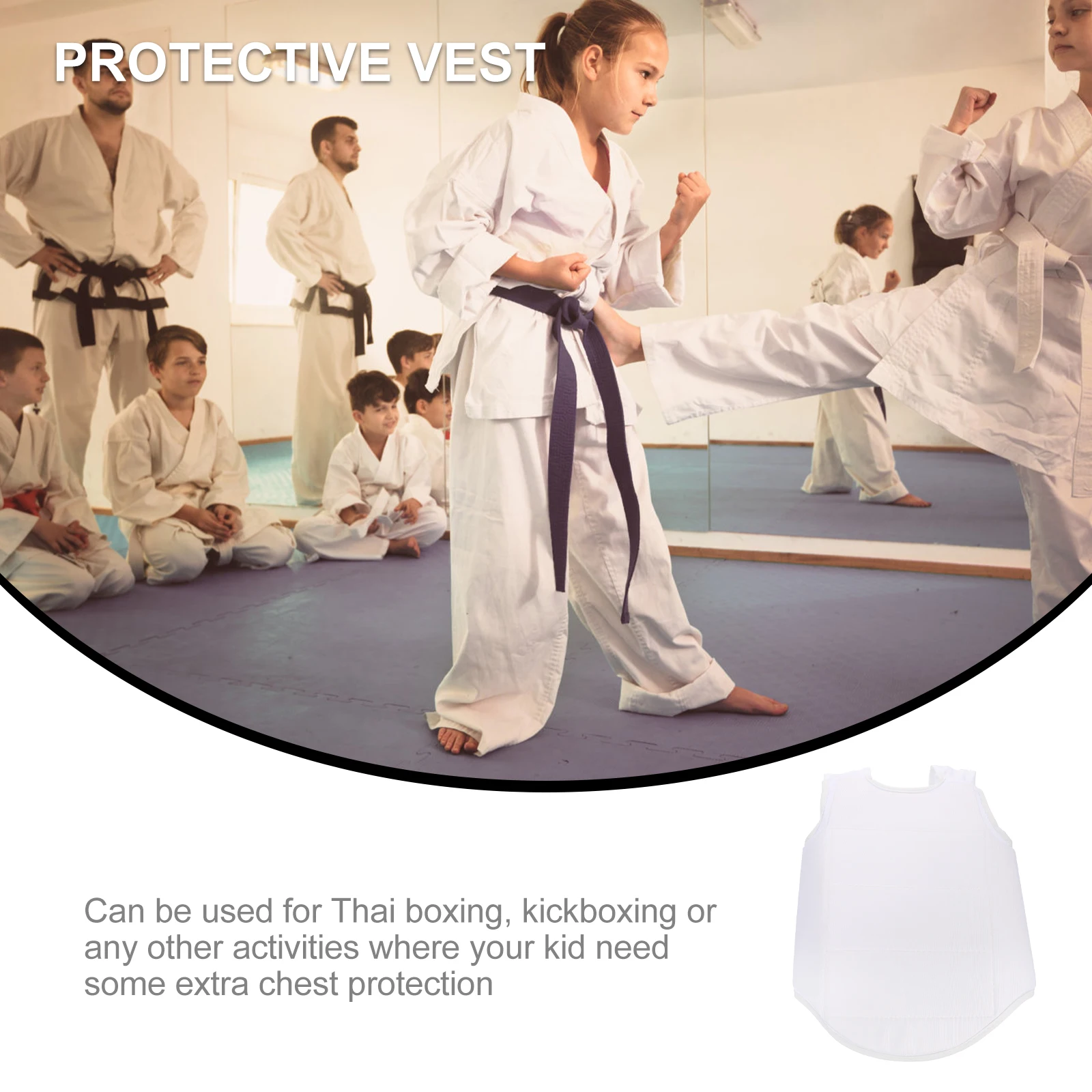 

1pc Kids Chest Protector Martial Boxing Guard Protective Vest Thickened Design Anti Collision Drop Proof Training Uniform