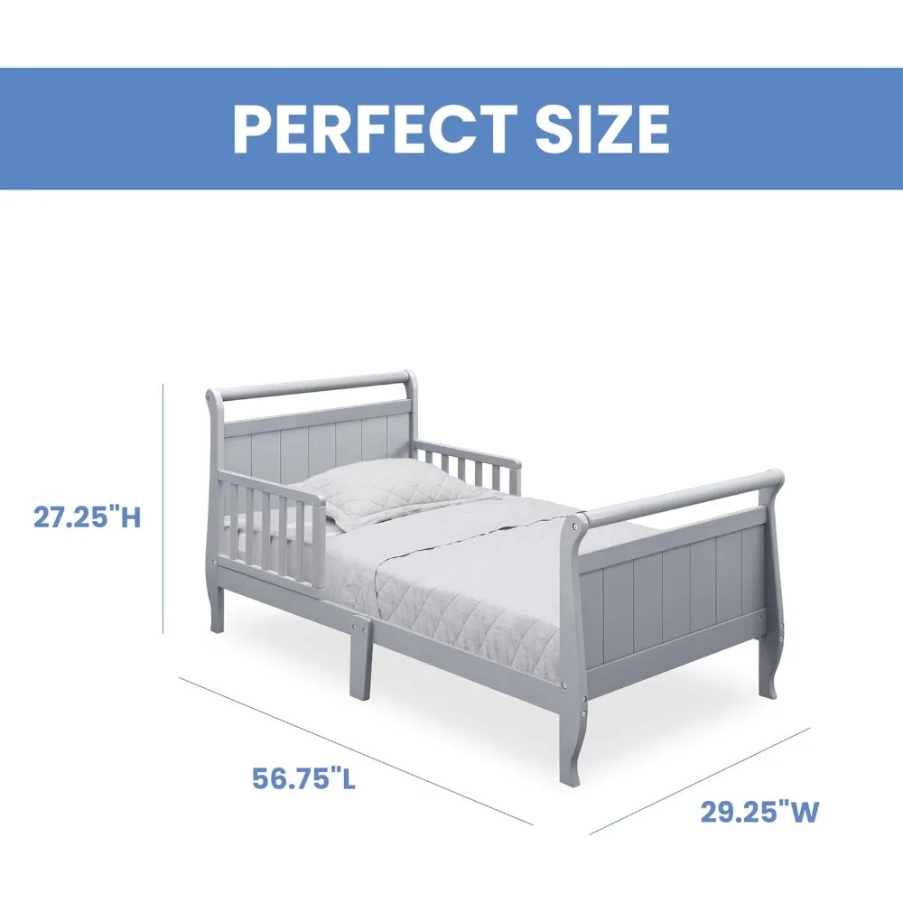 子供用木製そり型幼児用ベッド、グレー